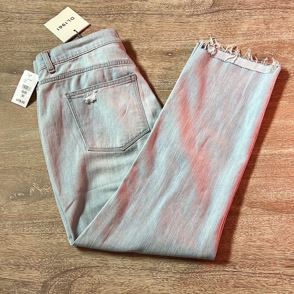 DL1961 Mara Ripped Straight Ankle High- Rise Instasculpt Straight Jeans in Ross - Picture 12 of 16